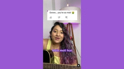 The image is taken from the video posted on Instagram that showcases Vipasha Malhotra singing a parody of the song Kasoor sung by Prateek Kuhad. (Instagram/@vipasha.malhotra)