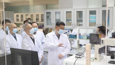 A file photo of Chinese president Xi Jinping at the Academy of Military Medical Sciences in Beijing on March 2, 2020. (Xinhua) A file photo of Chinese president Xi Jinping at the Academy of Military Medical Sciences in Beijing on March 2, 2020. (Xinhua)