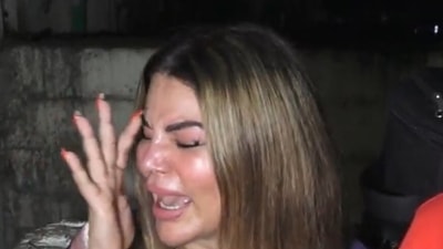 Rakhi Sawant at the Oshiwara police station. Rakhi Sawant at the Oshiwara police station.