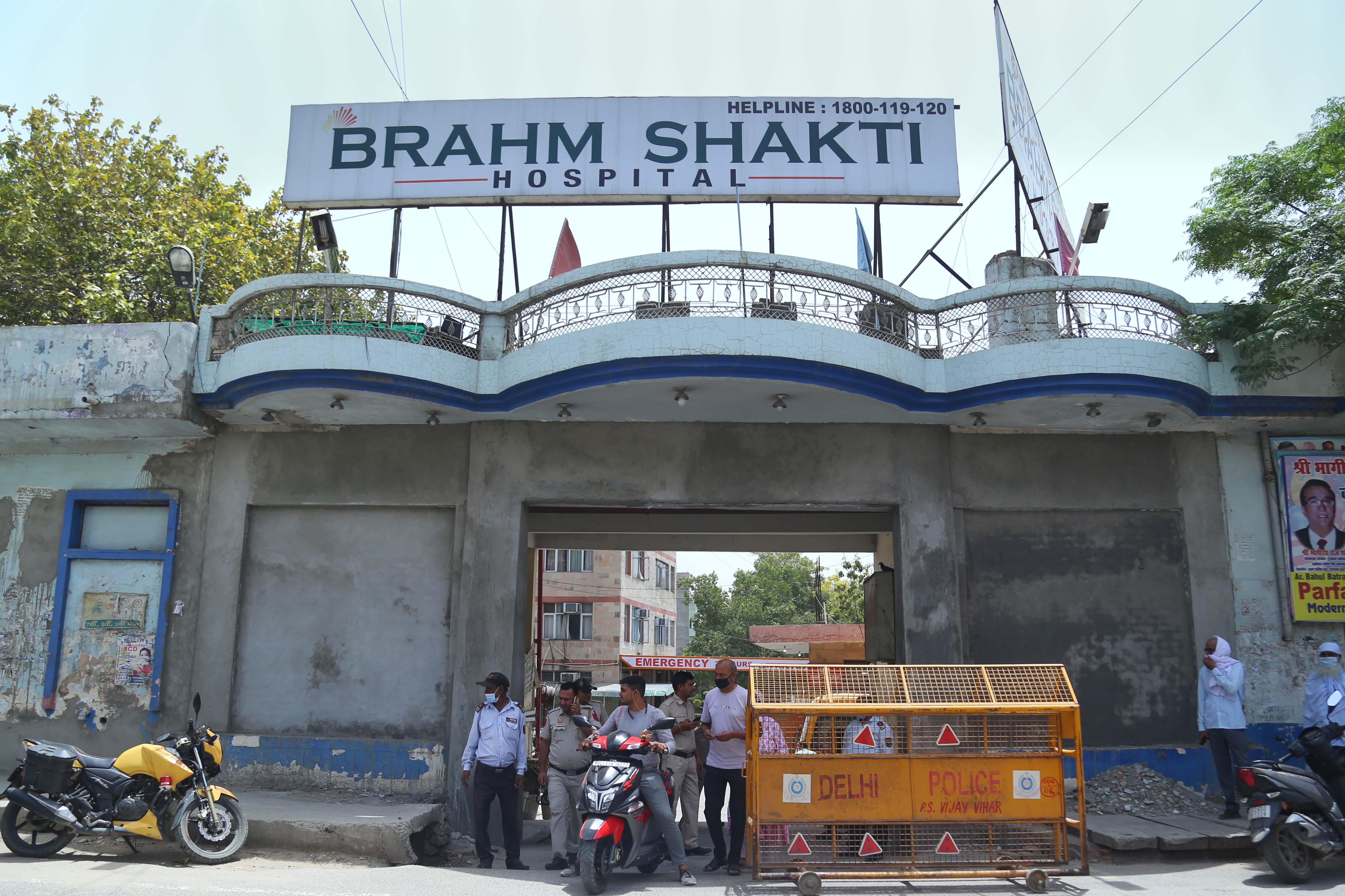 View of Brahm Shakti hospital after a fire broke out at the intensive care unit (ICU) of a hospital at Rohini area in New Delhi.&nbsp; (PTI)