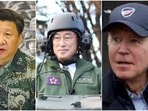 Chinese president Xi Jinping, Japanese premier Fumio Kishida and US President Joe Biden. Chinese president Xi Jinping, Japanese premier Fumio Kishida and US President Joe Biden.