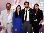Suniel Shetty, Mana Shetty, Ahan Shetty, and Athiya Shetty. Ahan made his Bollywood debut with RX 1000 remake, Tadap.(PTI) Suniel Shetty, Mana Shetty, Ahan Shetty, and Athiya Shetty. Ahan made his Bollywood debut with RX 1000 remake, Tadap.(PTI)