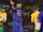 India's Avesh Khan against South Africa in 1st T20I at Delhi