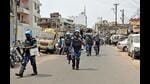 Rapid Action Force personnel patrol Karbala Chowk in Ranchi on Monday. (ANI) Rapid Action Force personnel patrol Karbala Chowk in Ranchi on Monday. (ANI)