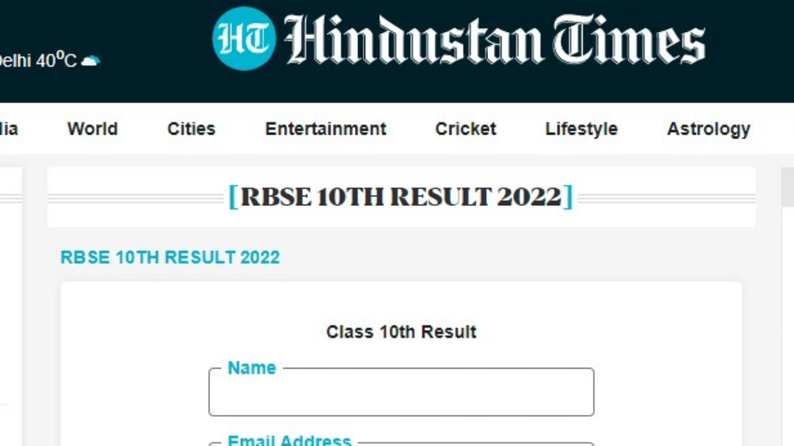 RBSE 10th Result 2022 on HT Portal: Check BSER results on hindustantimes.com