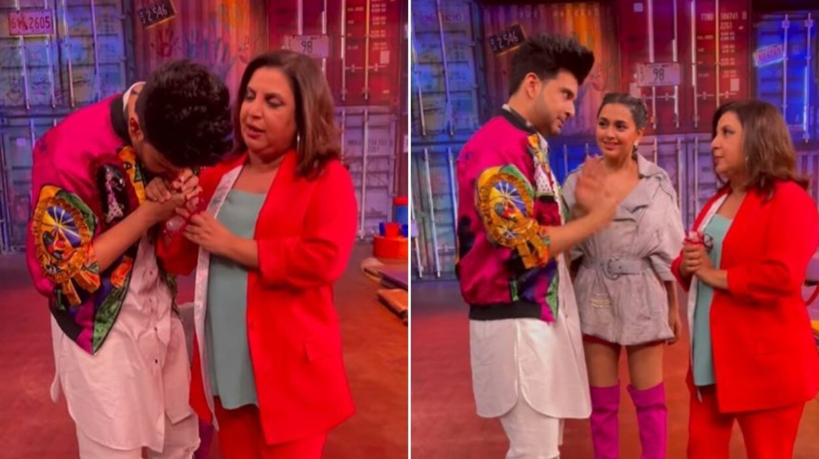 Karan Kundrra Kisses Farah Khan's Hands, Tejasswi Prakash Gets Offended 