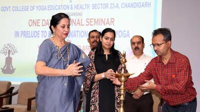 The seminar on ‘yoga and its allied aspects’ was held by Government College of Yoga Education and Health, Sector 23A , in collaboration with the Directorate of Ayush in Sector 24. (Representative Image/HT File)