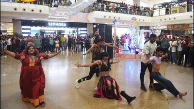 Flash mob at a mall in Lucknow organised by Awadh Queer Pride Committee as a part of International Pride Month celebrations. (Deepak Gupta/HT) Flash mob at a mall in Lucknow organised by Awadh Queer Pride Committee as a part of International Pride Month celebrations. (Deepak Gupta/HT)