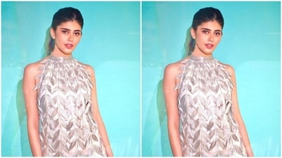 Sanjana, for the press conference, picked a silver short dress. “It's Om time baby,” she expressed her excitement about her upcoming film in the caption. (Instagram/@sanjanasanghi96)