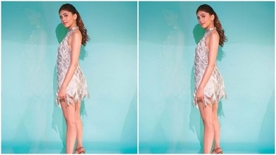Sanjana styled her hair into a clean ponytail as she completed her look for the day. (Instagram/@sanjanasanghi96)