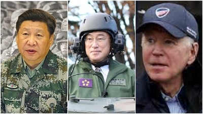 Chinese president Xi Jinping, Japanese premier Fumio Kishida and US President Joe Biden. Chinese president Xi Jinping, Japanese premier Fumio Kishida and US President Joe Biden.