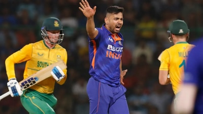 India's Avesh Khan against South Africa in 1st T20I at Delhi (BCCI)
