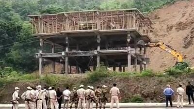 Manipur chief minister N Biren Singh ordered officials to take action against illegal construction on April 23 when he was passing by the Waithou forest range (ANI)
