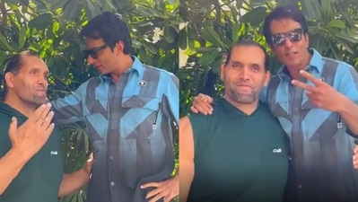 Sonu Sood and The Great Khali's still images from the actor's latest video.