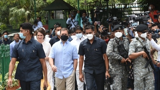 Rahul Gandhi at ED today in National Herald case; Congress workers detained