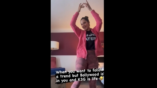 Indian tennis ace Sania Mirza gave a K3G twist to an Instagram dance trend. (mirzasaniar/Instagram) Indian tennis ace Sania Mirza gave a K3G twist to an Instagram dance trend. (mirzasaniar/Instagram)
