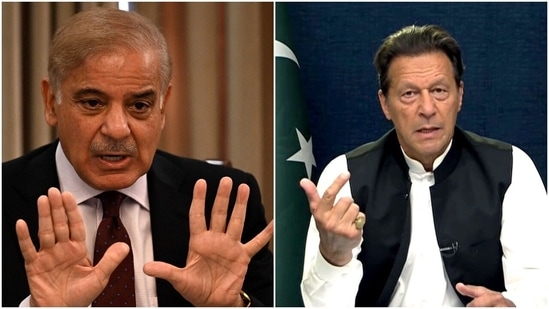 Pakistan prime minister Shehbaz Sharif and Imran Khan,