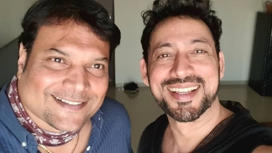 Actor Hrishikesh Pandey (right) with CID co-star Dayanand Shetty.&nbsp;