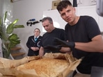 The image, taken from the YouTube video, shows the world's largest chicken nugget.