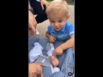 The little boy met his sister for the first time and went over to give her a hug. (goodnewscorrespondent/Instagram) The little boy met his sister for the first time and went over to give her a hug. (goodnewscorrespondent/Instagram)