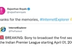 Rajasthan Royals posted this meme on Internet Explorer retiring.(Twitter/@rajasthanroyals) Rajasthan Royals posted this meme on Internet Explorer retiring.(Twitter/@rajasthanroyals)