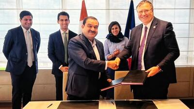 Gautam Adani, chairman of Adani Group (left) with Patrick Pouyanné, chairman and CEO of TotalEnergies. Gautam Adani, chairman of Adani Group (left) with Patrick Pouyanné, chairman and CEO of TotalEnergies.