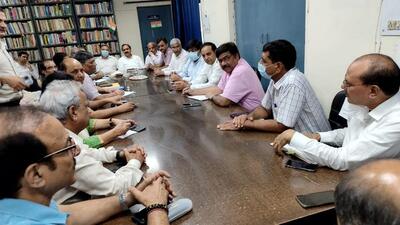 Representatives of the Federation of Noida Residents Welfare Association at a meeting with Noida authority officials on Tuesday. (Sourced) Representatives of the Federation of Noida Residents Welfare Association at a meeting with Noida authority officials on Tuesday. (Sourced)