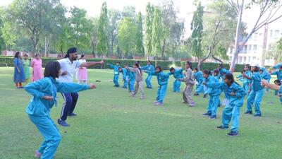 The girls start their day at 7am with yoga sessions, followed by extracurricular classes, including self-defence. (Sourced) The girls start their day at 7am with yoga sessions, followed by extracurricular classes, including self-defence. (Sourced)