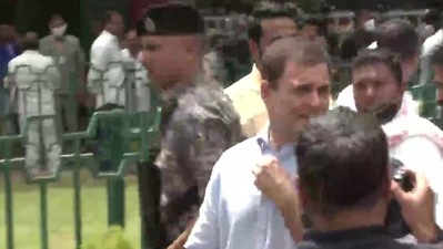 Rahul Gandhi on day-2 of ED questioning. (ANI) Rahul Gandhi on day-2 of ED questioning. (ANI)