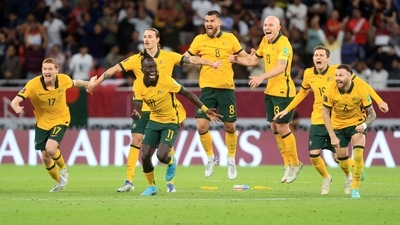 FIFA World Cup Qualifier - Australia v Peru -- June 13, 2022 Australia's Awer Mabil and teammates celebrate after qualifying to the FIFA World Cup (REUTERS)