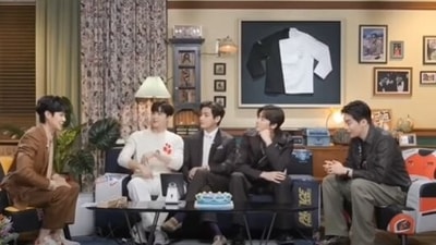 Wooga Squad: Choi Woo-shik, Park Hyung-sik, BTS' V, Park Seo-joon and Peakboy.