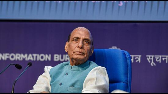 Defence minister Rajnath Singh during a press conference at National Media Center, New Delhi, June 14, 2022 (PTI) Defence minister Rajnath Singh during a press conference at National Media Center, New Delhi, June 14, 2022 (PTI)
