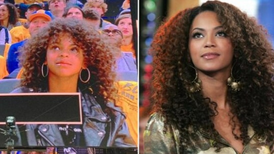Blue Ivy Carter (left) looks like her mom Beyoncé's (right) doppelganger.&nbsp;(Twitter/@PopCrave)