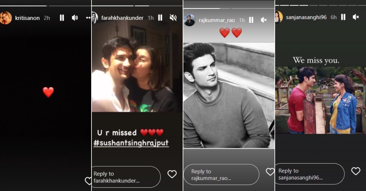 Bollywood celebrities remember Sushant Singh Rajput.&nbsp;