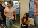 Varun Dhawan and Kiara Advani inside Mumbai metro. (Varinder Chawla)