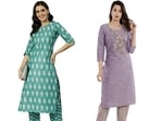 Beat the summer blues in kurta sets featuring stunning prints.