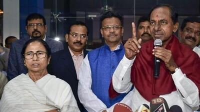 Telangana Rashtra Samithi (TRS) president and chief minister KCR abstained from the meeting convened by Trinamool Congress chief Mamata Banerjee in New Delhi on the pretext that he won’t be a party to any discussion that involved the Congress (PTI)
