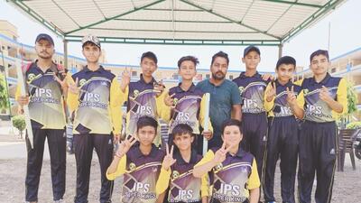 IPS Super Kings team in a jubilant mood after sealing a spot in the final of the ongoing IPS Cricket League being held at International Public School, Sandhu Nagar. Ludhiana. (HT PHOTO)