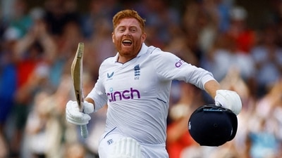 England's Jonny Bairstow celebrates reaching his century (Action Images via Reuters)