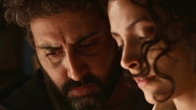 A still from Abhishek Bachchan and Saiyami Kher's Ghoomer. A still from Abhishek Bachchan and Saiyami Kher's Ghoomer.
