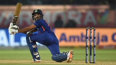 Gaikwad scored 57 off 35 balls and his innings was part of a 97-run opening stand with Ishan Kishan (PTI)