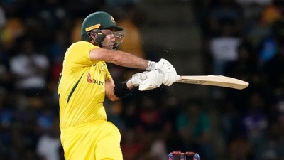 Australia's Glenn Maxwell plays a shot during the first one-day international cricket match between Australia and Sri Lanka in Pallekele, Sri Lanka, Tuesday, June 14, 2022. (AP)