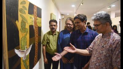 Exhibition E=MC² exhibition underway at Kalasrot Art Gallery. (Deepak Gupta/HT) Exhibition E=MC² exhibition underway at Kalasrot Art Gallery. (Deepak Gupta/HT)