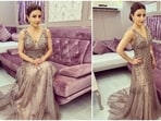 Soha Ali Khan is not an avid social media user but whenever she posts something on her handles, fans lose their calm and go gaga. The actor once again redefined elegance in this dreamy embellished gown teamed with statement diamond jewellery.(Instagram/@sakpataudi)