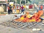 Aspirants during a protest against the Agnipath scheme, in Bihar’s Muzaffarpur on Wednesday. (Santosh Kumar/HT photo) Aspirants during a protest against the Agnipath scheme, in Bihar’s Muzaffarpur on Wednesday. (Santosh Kumar/HT photo)