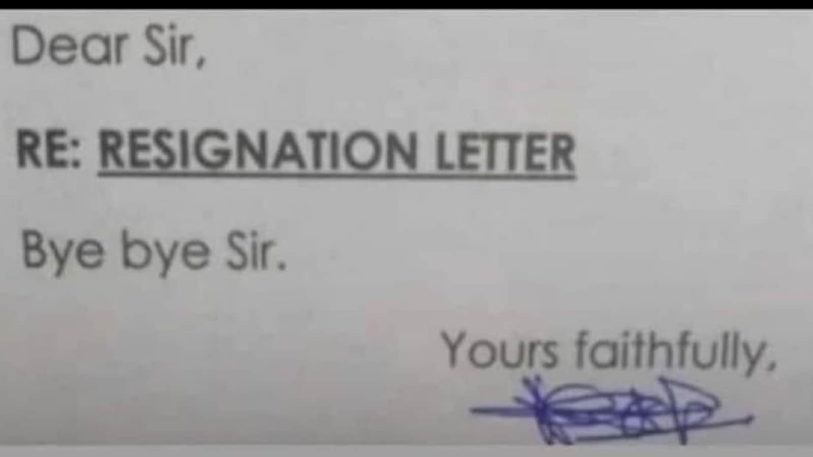 Twitter post on a 'short and sweet' resignation letter sparks laughter |  Trending - Hindustan Times