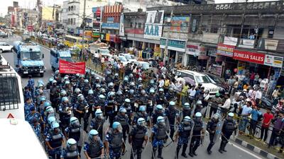 Rapid Action Force (RAF) personnel participate in a drill on Thursday as part of the preparations to maintain peace in Jharkhand capital Ranchi ahead of the Friday prayers (ANI) Rapid Action Force (RAF) personnel participate in a drill on Thursday as part of the preparations to maintain peace in Jharkhand capital Ranchi ahead of the Friday prayers (ANI)