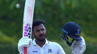 Manoj Tiwary slammed a ton against Madhya Pradesh (Twitter/ImTanujSingh) Manoj Tiwary slammed a ton against Madhya Pradesh (Twitter/ImTanujSingh)