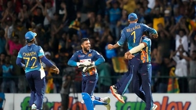 Sri Lanka players in action against Australia. (AP)