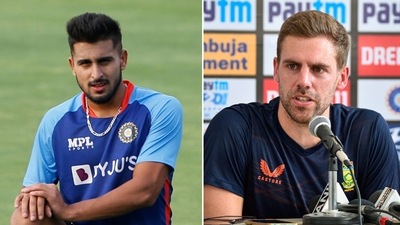 Umran Malik and Anrich Nortje&nbsp; (PTI | ANI)